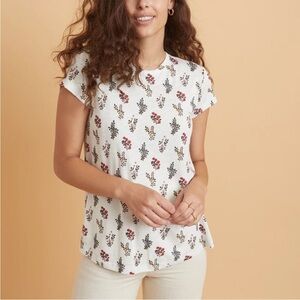 NWT Marine Layer Swing Crew Tee Floral Bouquet Print White Size XS Boho Indie